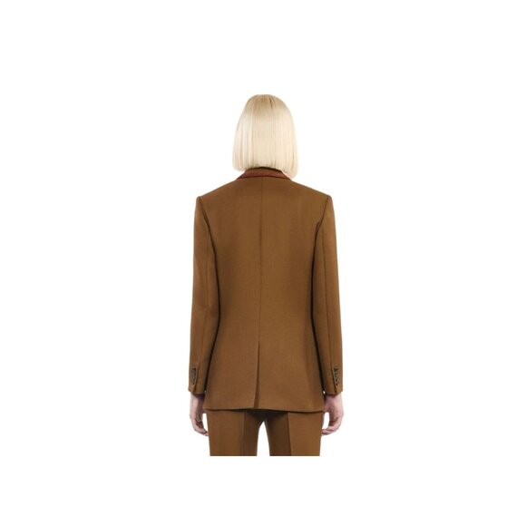 THE KOOPLES Designer Wool Leather Suit Jacket Khaki Brown Fr‎ Size 40 US 8 - Picture 3 of 15